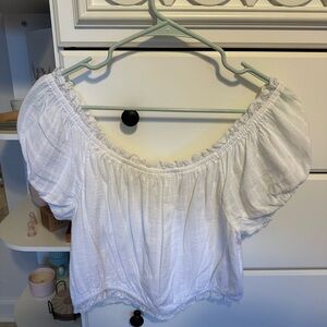American Eagle Outfitters White Off-Shoulder Blouse
